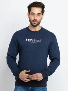 Status Quo Men Plus Size Self Design Cotton Sweatshirt