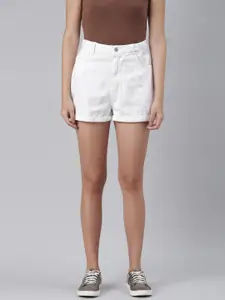London Rag Women White Pure Cotton Shorts