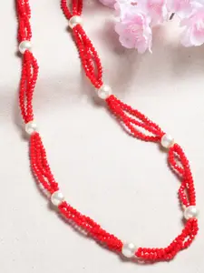 PANASH Red & White Handcrafted Necklace