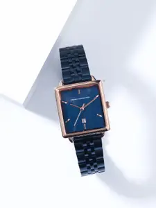 French Connection Women Blue Dial & Blue Stainless Steel Bracelet Style Straps Analogue Watch