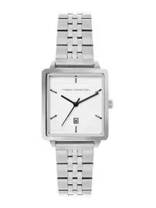French Connection Women White Dial & Steel Toned Metal Straps Analogue Watch- FCP35SM