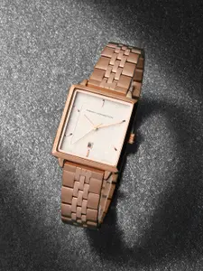 French Connection Women White Dial & Rose Gold Toned Straps Analogue Watch - FCP35RGM-S