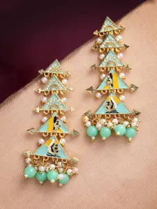 PANASH Green Gold-Plated Classic Drop Earrings