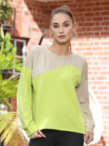 Athena Women Colorblocked Cotton Sweatshirt