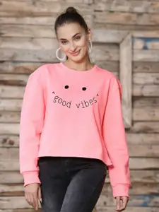 Athena Women Typography Printed Side Slit Sweatshirt