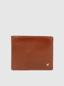 Louis Philippe Men Tan Brown Solid Leather Two Fold Wallet