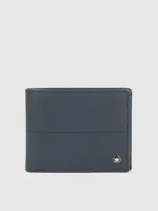 Louis Philippe Men Navy Blue Leather Two Fold Wallet