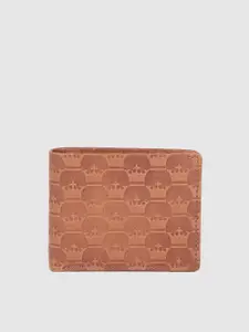 Louis Philippe Men Tan Textured Leather Two Fold Wallet