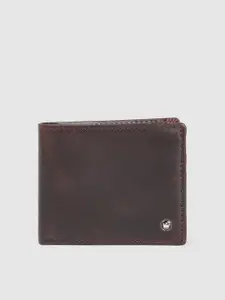 Louis Philippe Men Coffee Brown Solid Leather Two Fold Wallet