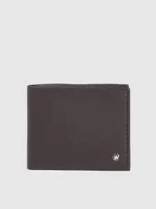Louis Philippe Men Brown Solid Leather Two Fold Wallet