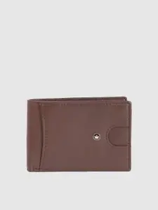 Louis Philippe Men Brown Solid Leather Two Fold Wallet