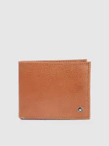 Louis Philippe Men Tan Brown Solid Leather Two Fold Wallet