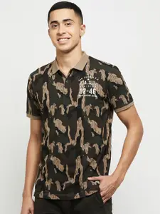 max Men Camouflage Printed Pure Cotton Polo Collar T-shirt