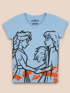 Kids Ville Girls Frozen Printed Extended Sleeves Cotton T-shirt