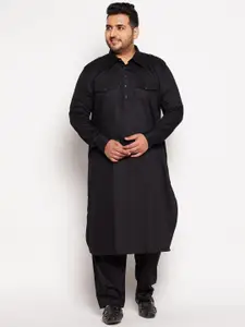 VASTRAMAY Men Black Kurta with Patiala