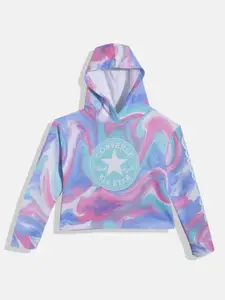 Converse Girls Blue & Pink Printed Hooded Sweatshirt