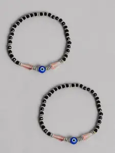 EL REGALO Beaded Silver Plated Evil-Eye  Anklet
