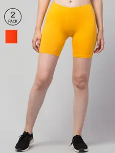 Apraa & Parma Women Set Of 2  Cotton Slim Fit Cycling Shorts