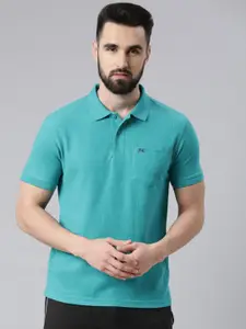 Force NXT Men Green Polo Collar Cotton T-shirt
