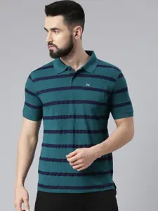Force NXT Men Striped Polo Collar Super Combed Cotton T-Shirt