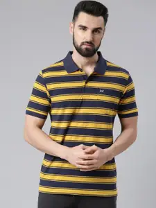 Force NXT Men Striped Polo Collar Super Combed Cotton T-Shirt