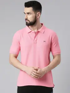 Force NXT Men Light Pink Polo Collar Cotton T-Shirt
