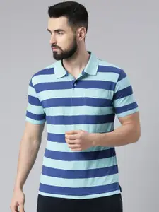 Force NXT Men Striped Polo Collar Super Combed Cotton T-shirt