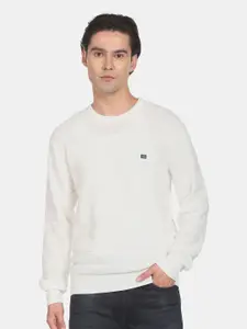 Arrow Sport Men Solid Round Neck Long Sleeves Cotton Pullover