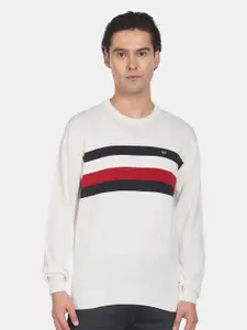 Arrow Sport Men Striped Long Sleeves Cotton Pullover