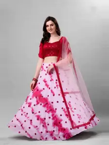 Ethnic Yard Embroidered Semi-Stitched Lehenga & Unstitched Blouse With Dupatta