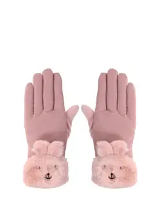 FabSeasons Women Solid Faux Fur Winter Gloves