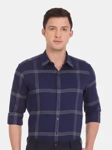 Arrow New York Men Slim Fit Windowpane Checked Pure Cotton Formal Shirt
