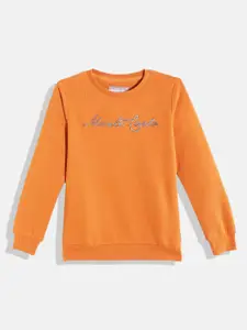 Monte Carlo Girls Orange Brand Logo Printed Sweatshirt