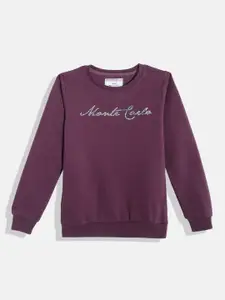 Monte Carlo Girls Purple Brand Logo Printed Sweatshirt