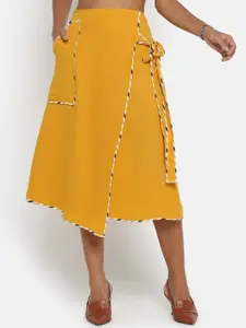 OFFICE & YOU Women Solid Wrap Formal Midi Skirt