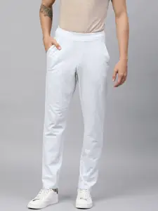 Huetrap Men White Solid Track Pants