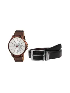 MARKQUES Men Leather Watch & Belt Accessory Gift Set