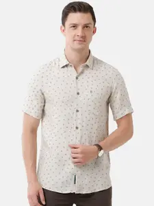 Linen Club Men Spread Collar Printed Linen Sustainable Casual Shirt