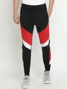 Maniac Men Colourblocked Cotton Slim-Fit Joggers