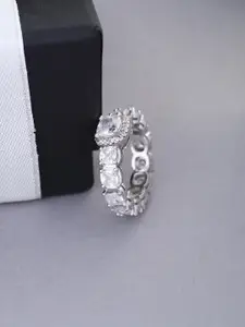 Tistabene Rhodium Plated & American Diamond Studded Ring