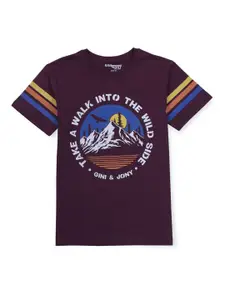 Gini and Jony Boys Typography Printed T-shirt