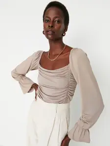 Trendyol Women Square Neck Ruched Bell Sleeve Top