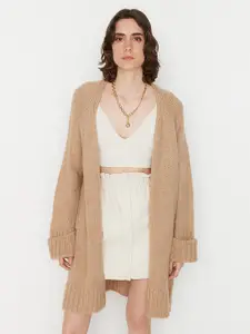 Trendyol Women Solid Longline Open Front Sweater