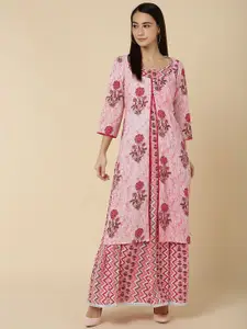 VEDANA Women Floral Printed Ethnic Maxi Dress