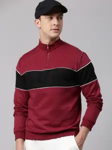 Dennis Lingo Half-Zipper Printed Striped Sweatshirt
