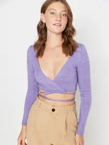 Trendyol Violet Wrap Crop Top
