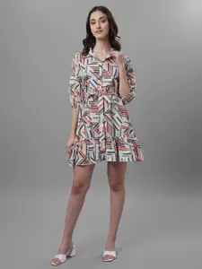 Masakali.Co Masakali Co Women Geometrical Printed Crepe Shirt Dress