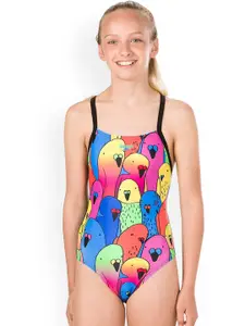 Speedo Girls Digital-Printed Crossback Swim Tops