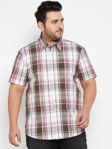 bigbanana Men Plus Size Tartan Checks Pure Cotton Casual Shirt