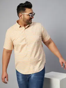 SHOWOFF Plus Size Men Classic Horizontal Stripes Casual Shirt